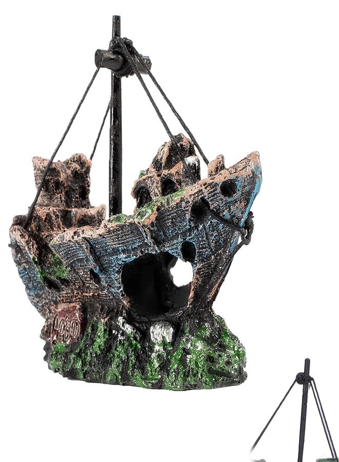 Pmeixcy Fish Tank Decorations, Pirate Ship Ornament for Aquarium, Resin Fish Tank Accessories, 7.5 * 2.5 * 5.5cm Decorative Piece for Any Location - Image 1